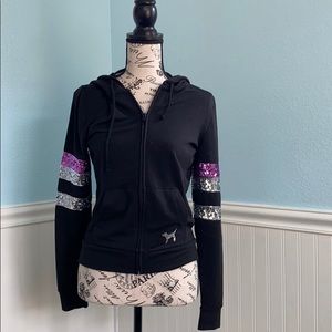 PINK by Victoria’s Secret bling zip up hoodie XS